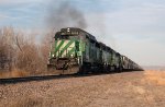 BNSF 2805, leads a westbound on the Creston Sub 